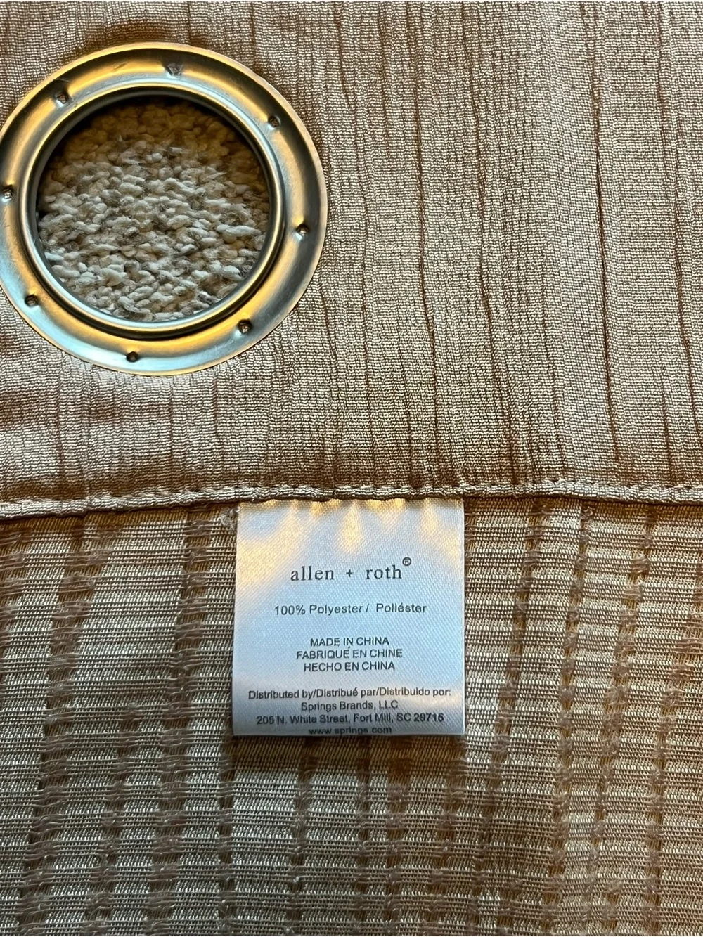Beige/-Tan Textured Grommet Curtain Panels - 2-Pack; 48” x84” , Good Condition